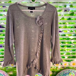 Ashley Stewart gray ruffle sweater